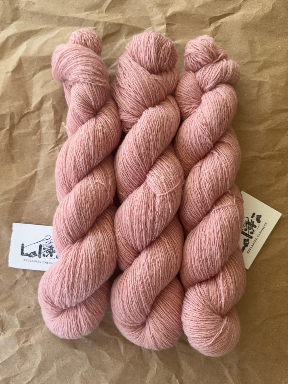 Cashmere Luxury Peach Pink Sport Weight Yarn - 3 Skeins